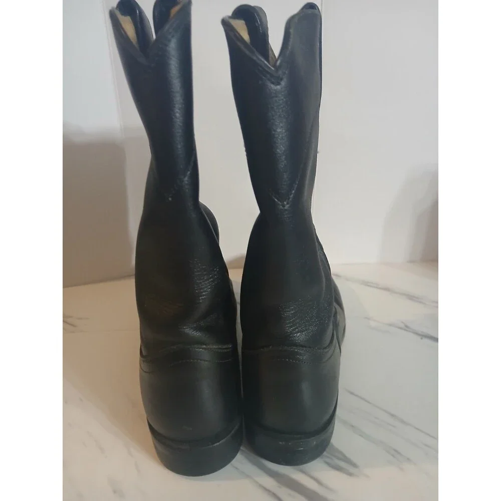Justin 3703L  Cora Women's Classic Ropers Leather Cowboy Boots Black Size 7C